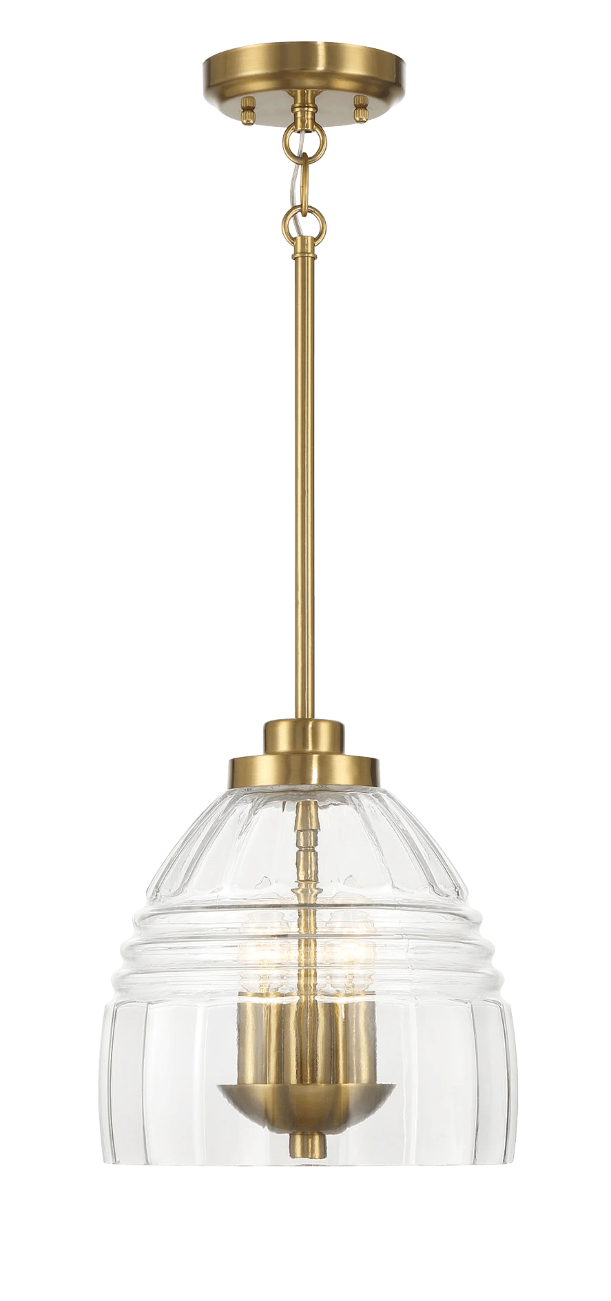 Ember Three Candle Lights Chain Pendant With Clear Glass - Satin Brass - Image 3