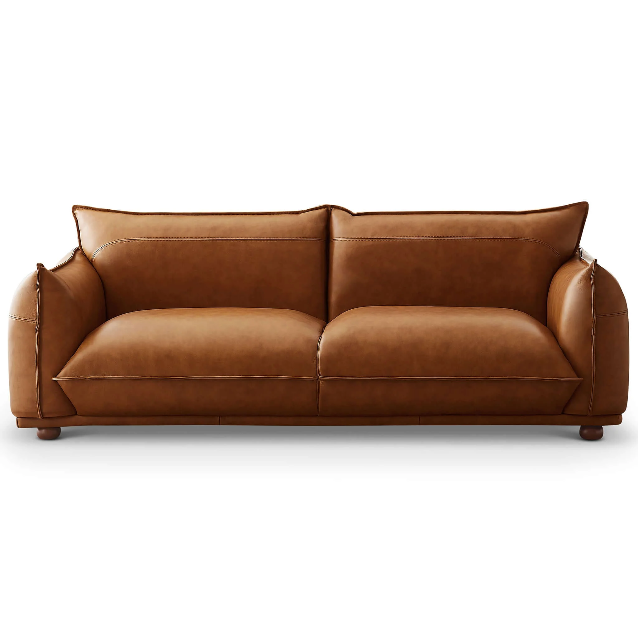 Emma Mid Century Modern Luxury Cognac Leather Sofa - Image 6