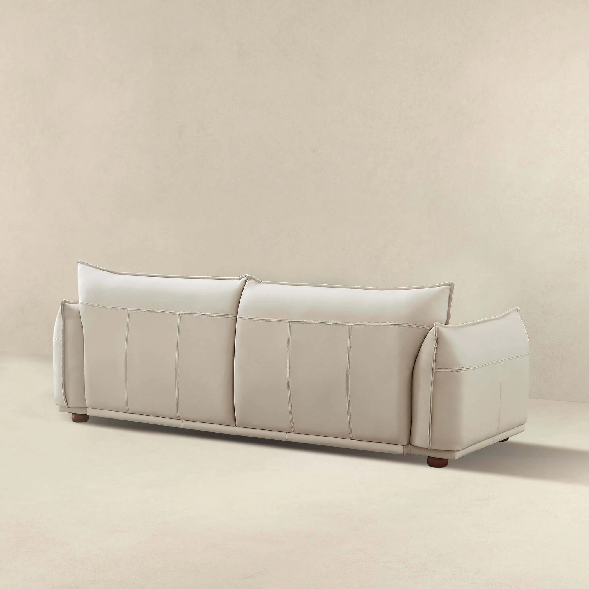 Emma Mid Century Modern Luxury Cream Leather Sofa - Image 5