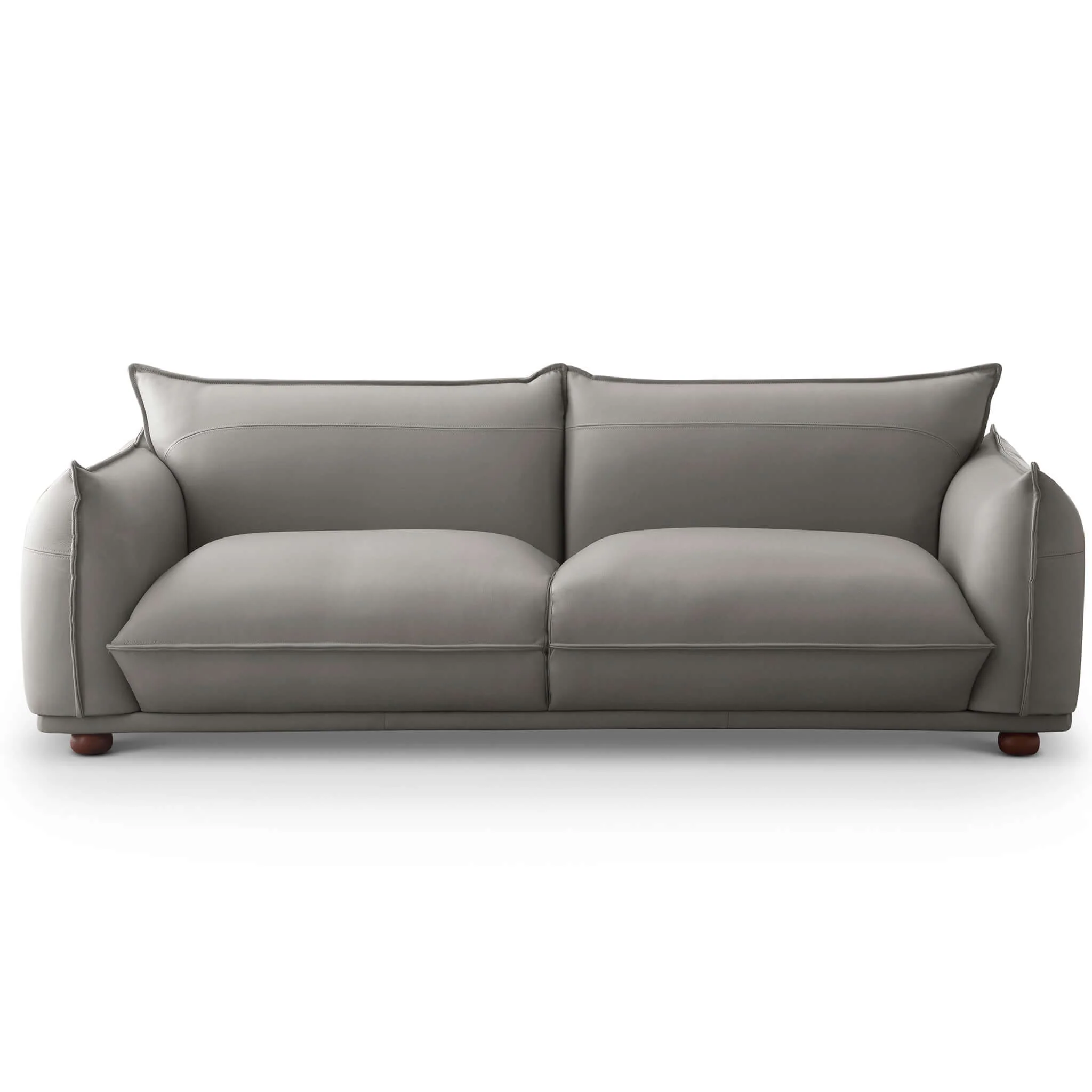 Emma Mid Century Modern Luxury Grey Leather Sofa - Image 2