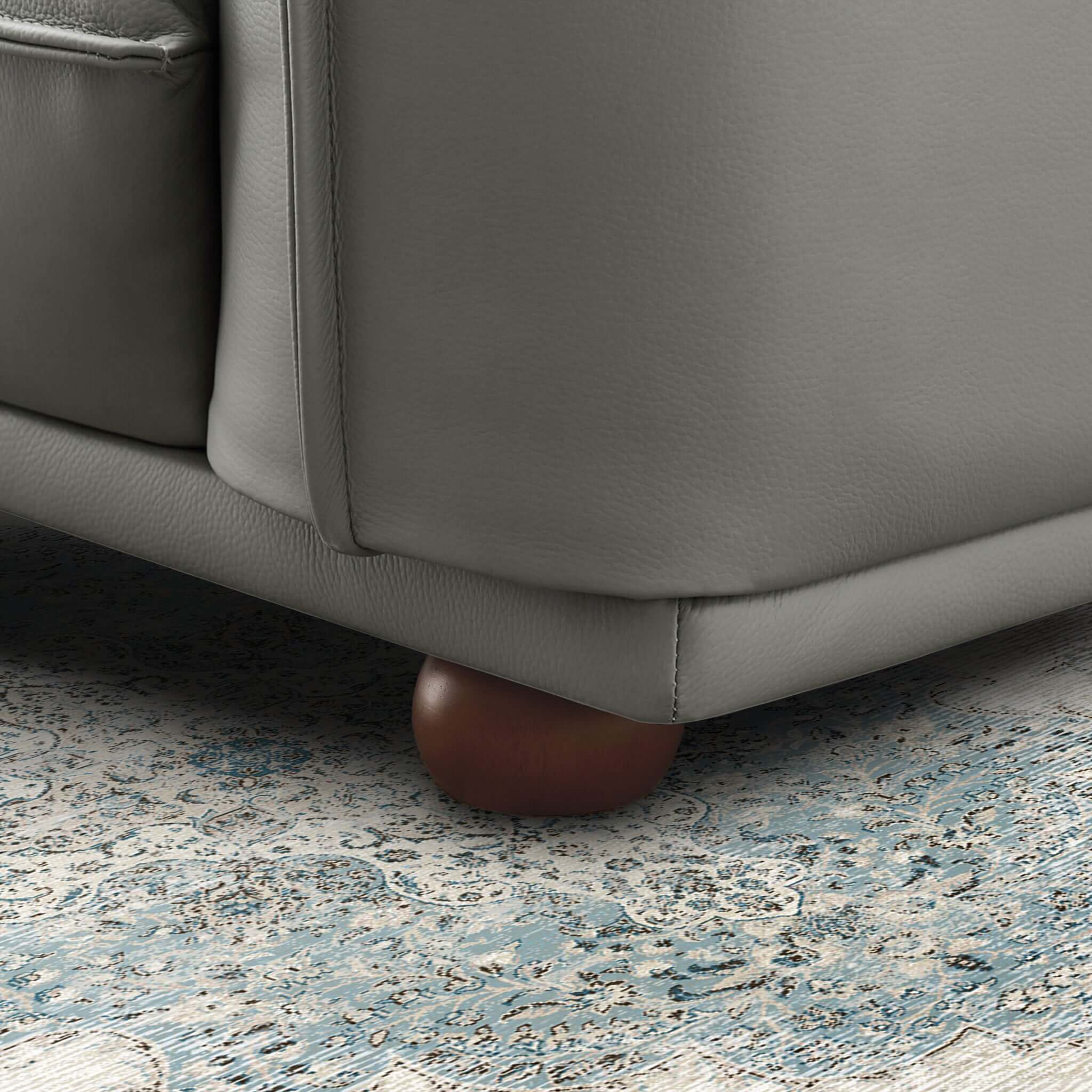 Emma Mid Century Modern Luxury Grey Leather Sofa - Image 3