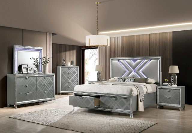 Emmeline Silver Mirror w/ LED Lights - Image 2