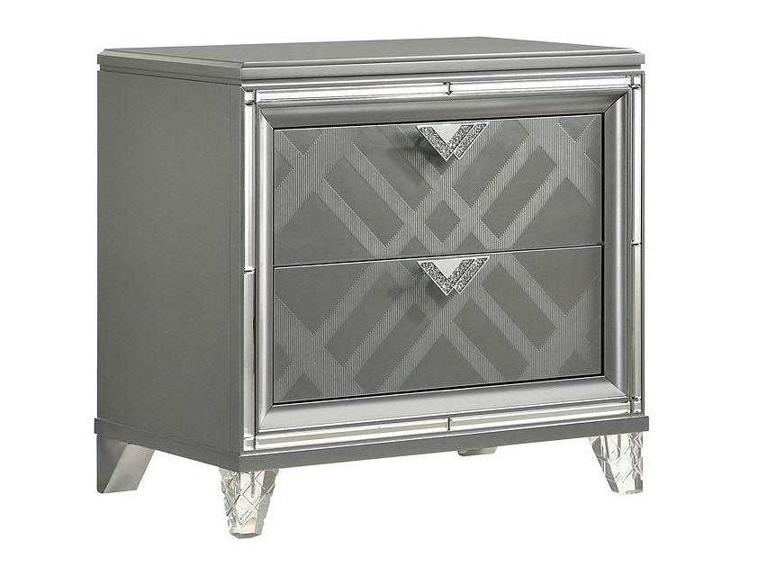 Emmeline Silver Nightstand w/ USB Charge - Image 3