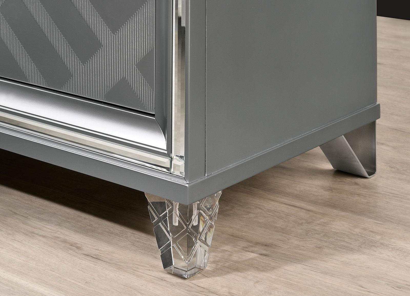 Emmeline Silver Nightstand w/ USB Charge - Image 4