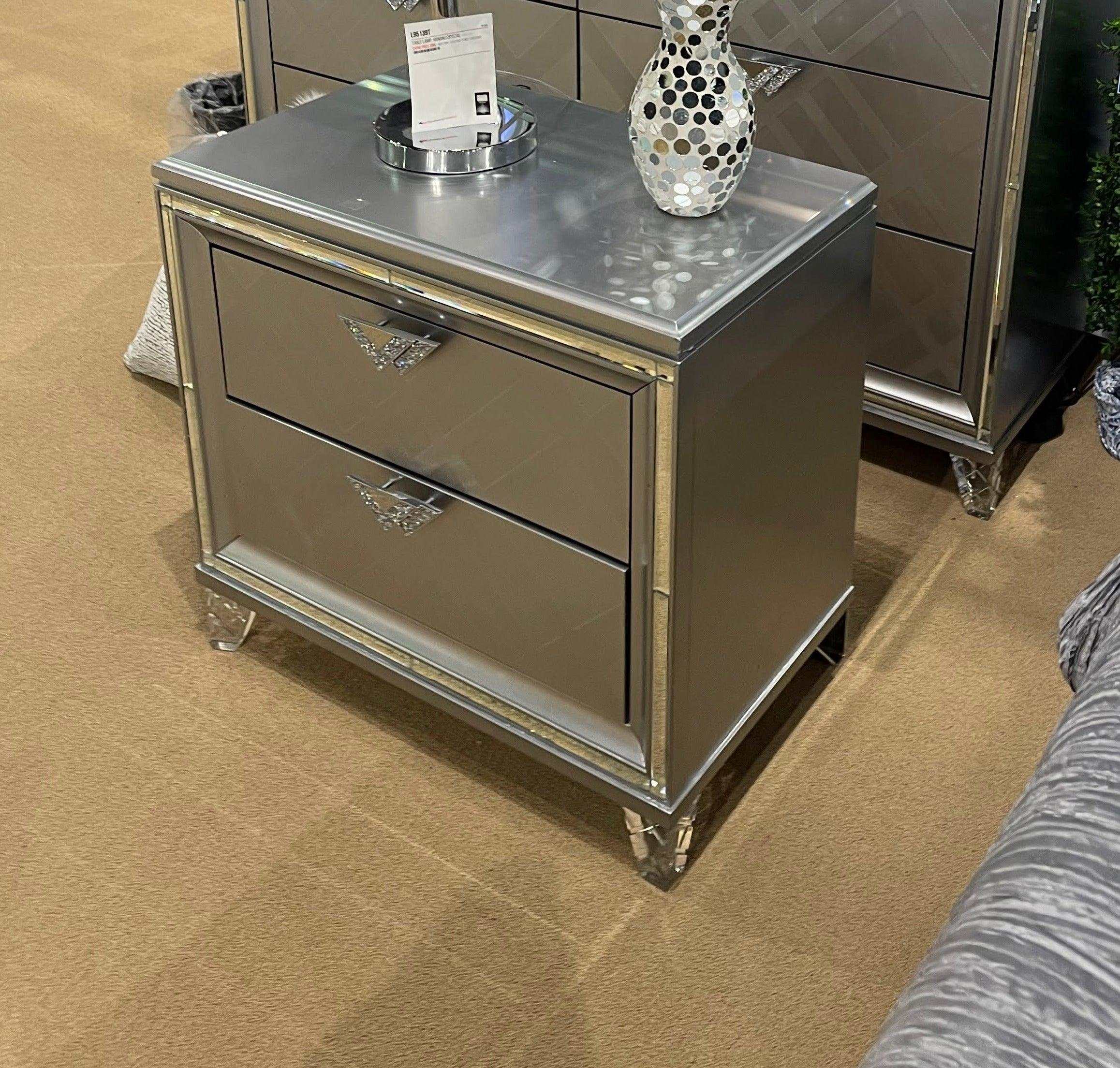 Emmeline Silver Nightstand w/ USB Charge - Image 6