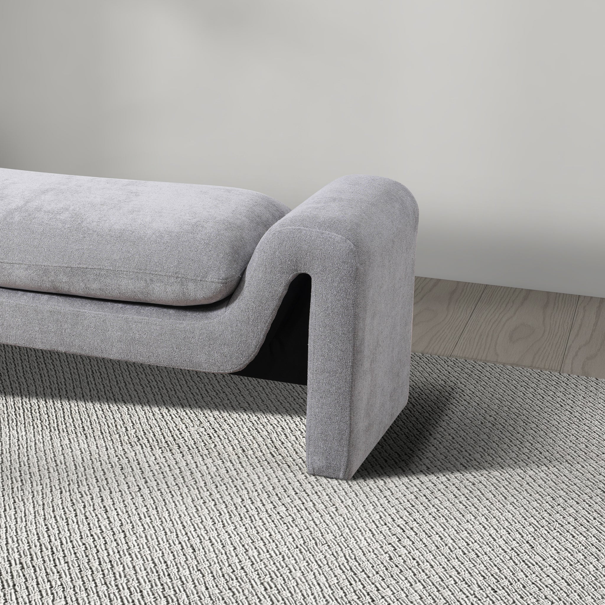 Emory Bench in Light Grey Boucle - Image 5