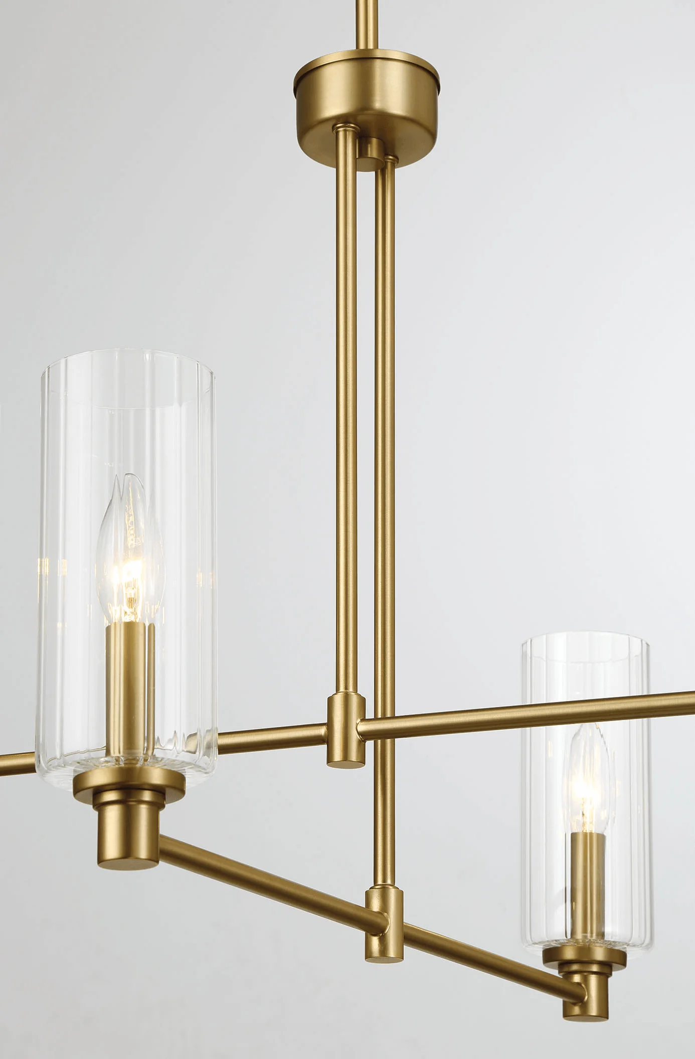 Enigma Four Lights Chandelier With Clear Ribbed Glass -Satin Brass - Image 5