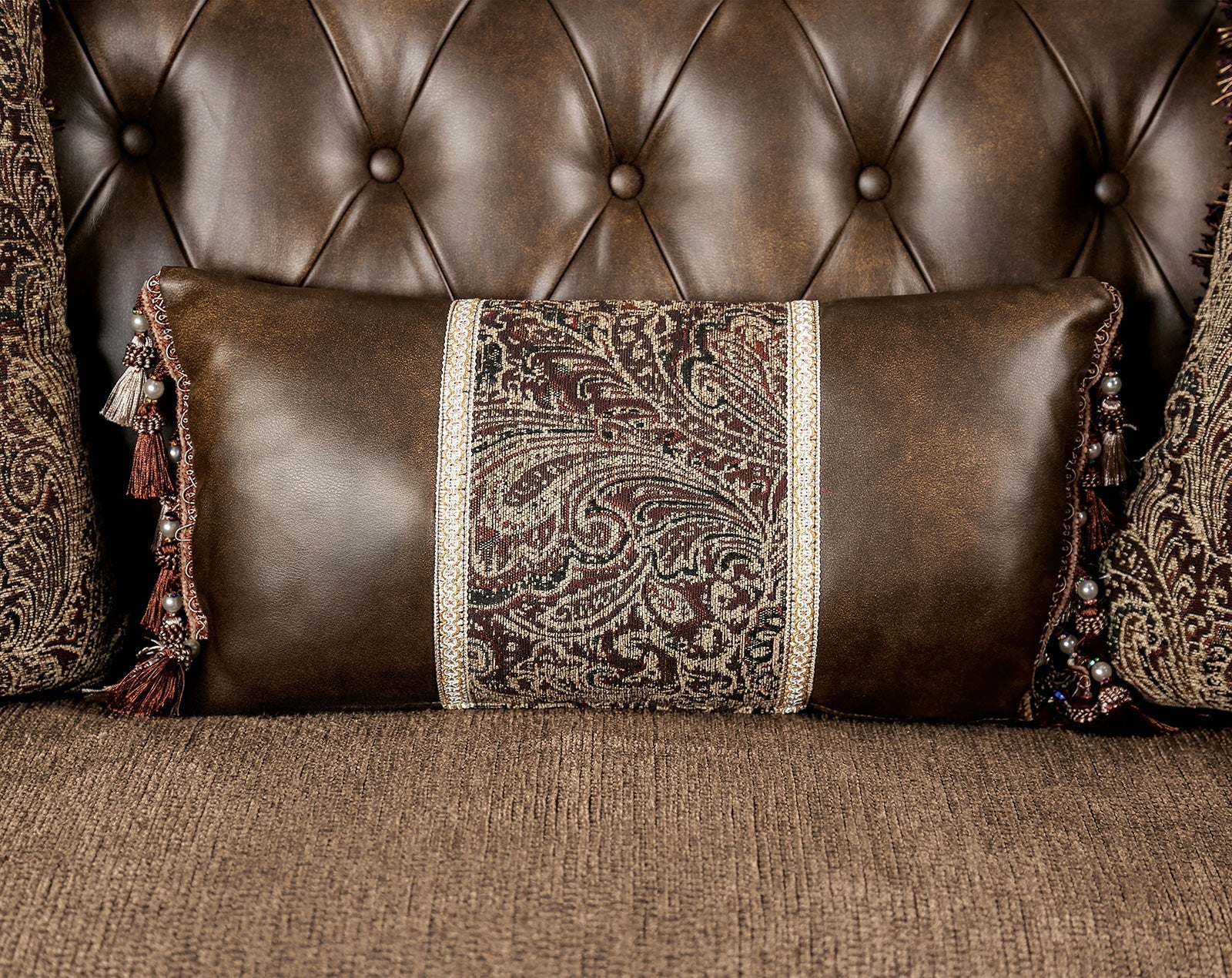 Ensenada Dark Cherry/Brown Loveseat - Image 6