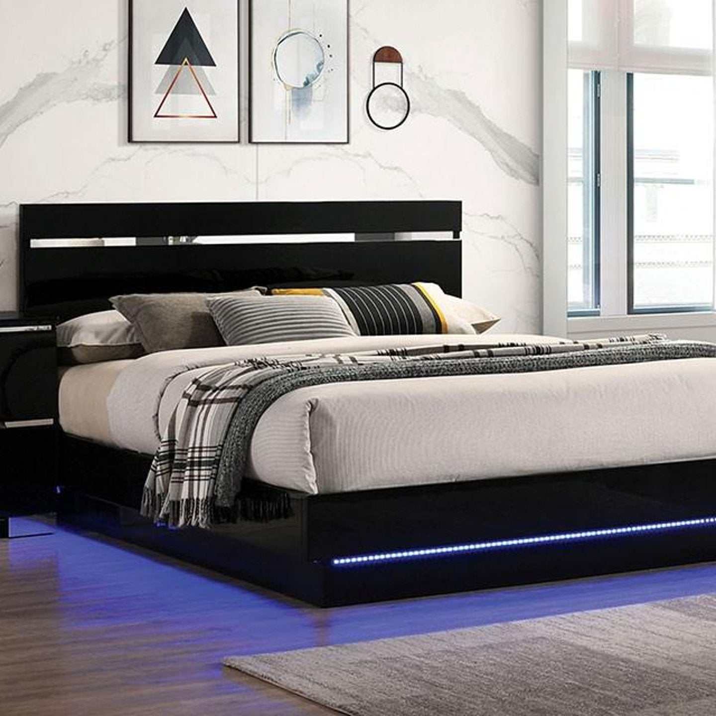 Erlach Black & Chrome 5pc Queen Bedroom Set - Image 2