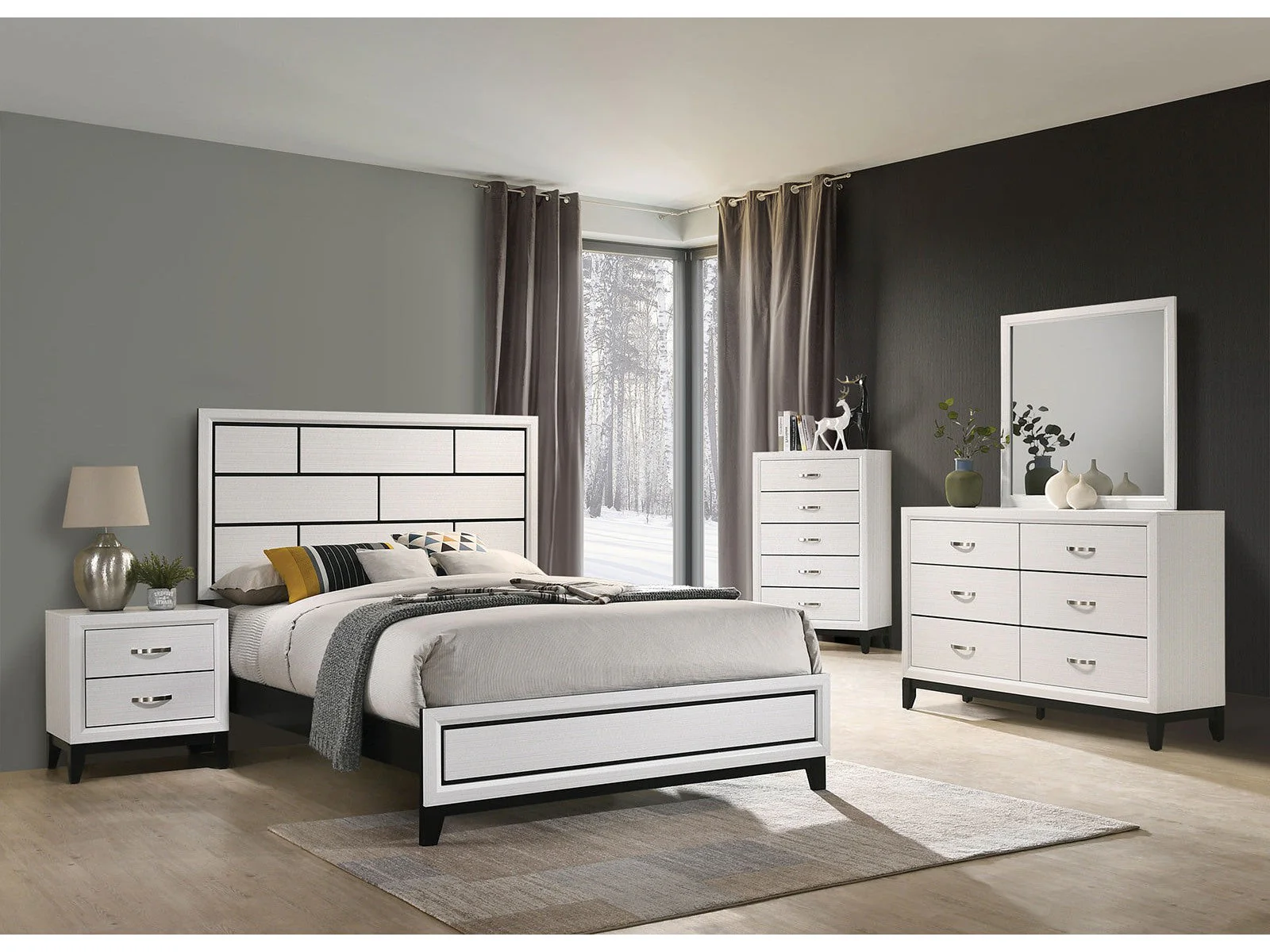 Errico White 5 Pc. Queen Bedroom Set w/ 2NS