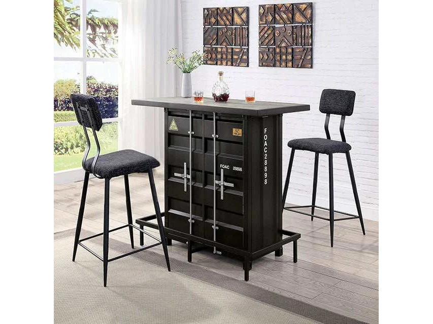 Esdargo Black/Distressed Dark Oak Bar Height Table w/ LED Light