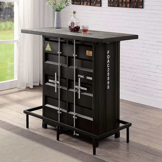 Esdargo Black/Distressed Dark Oak Bar Height Table w/ LED Light - Image 4