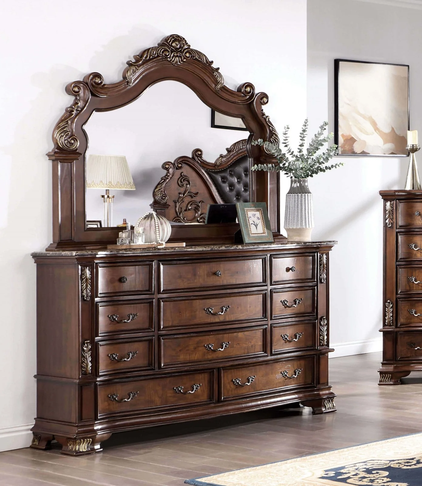 Esparanza Brown Cherry 5 Pc. Queen Bedroom Set w/ 2NS - Image 5