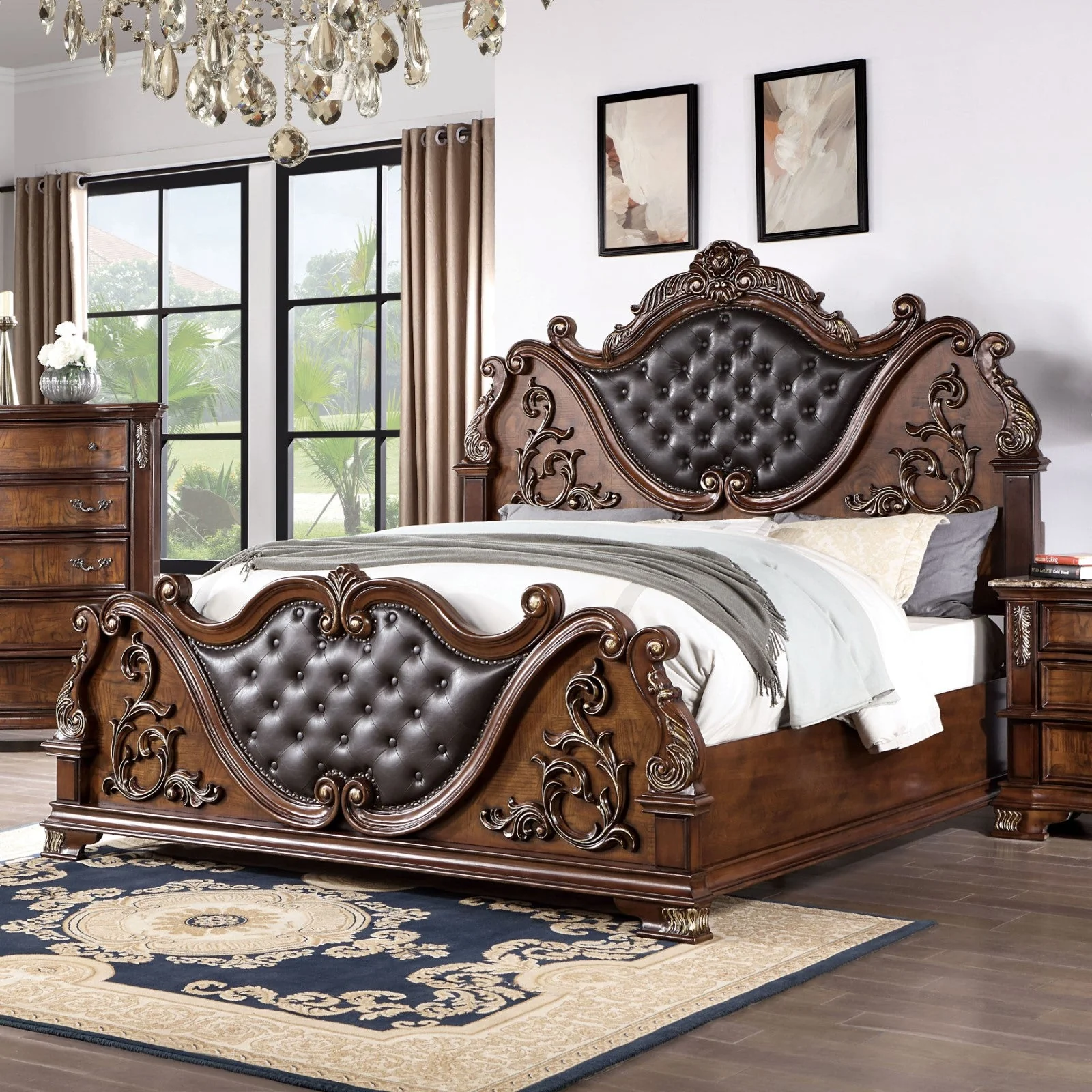 Esparanza Brown Cherry 5 Pc. Queen Bedroom Set w/ Chest - Image 2