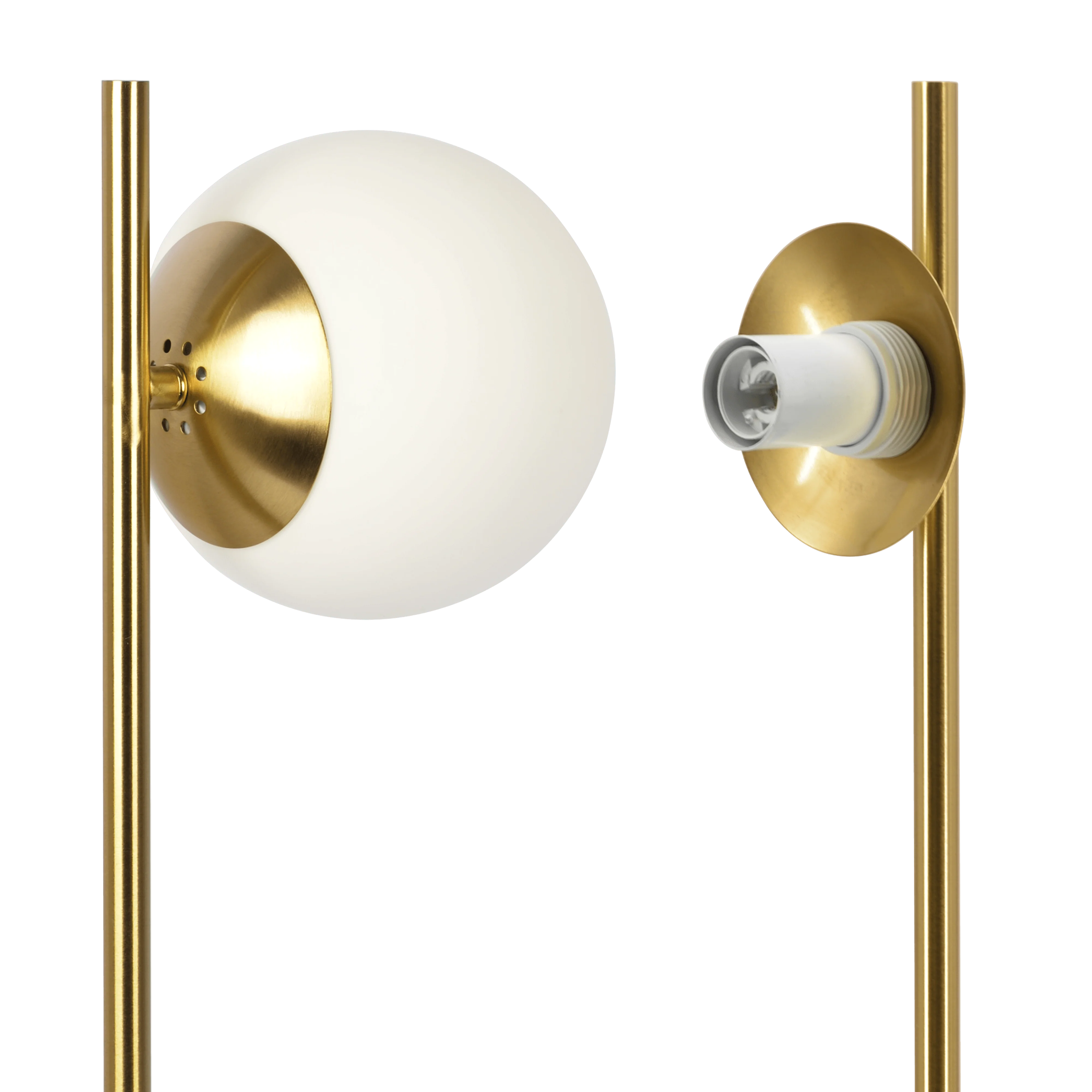 Ethereal Modern Small Brass Metal Table Lamp, Desk Lamp Fixture with White Glass Globe Shade - Image 3