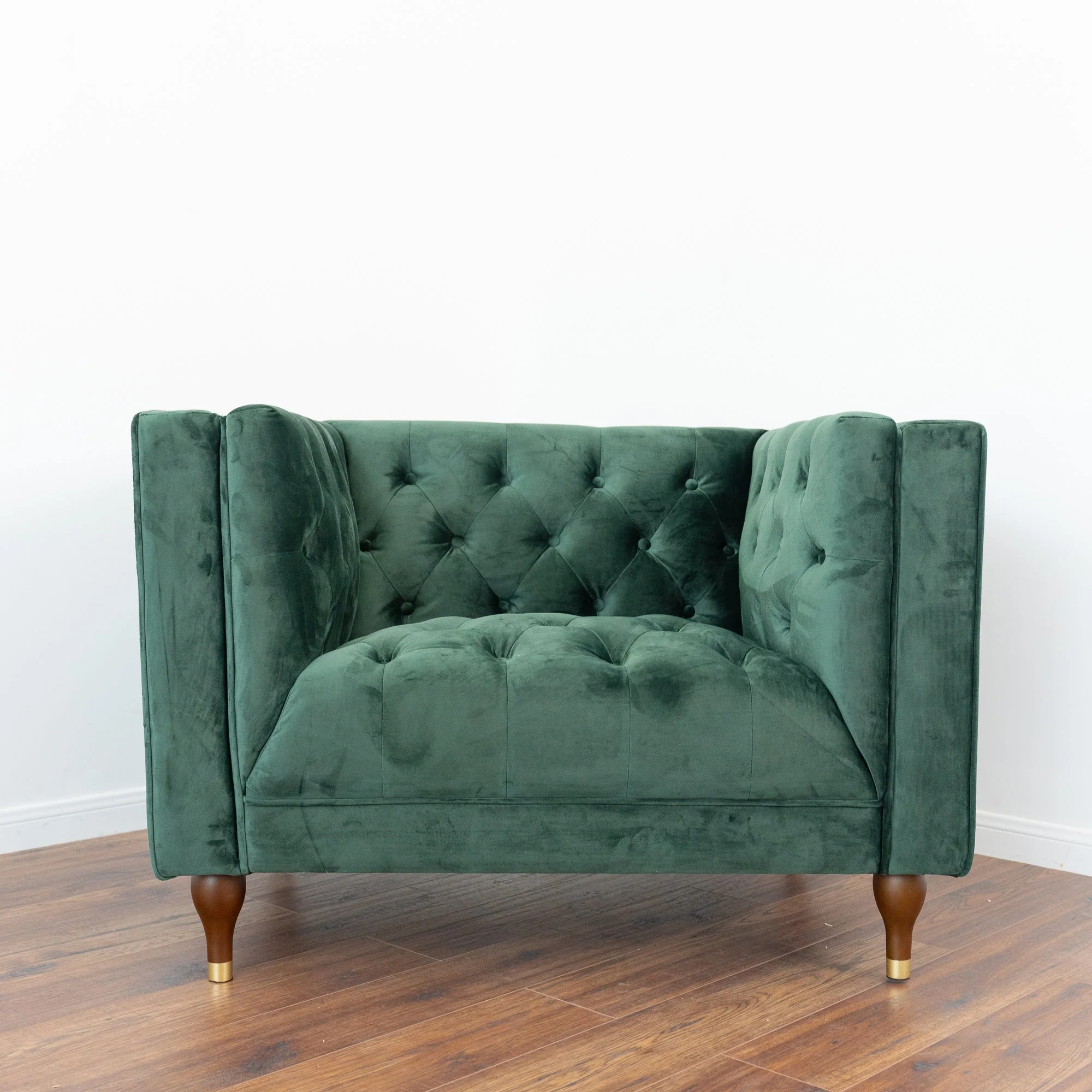 Evelyn Dark Green Velvet Lounge Chair - Image 3
