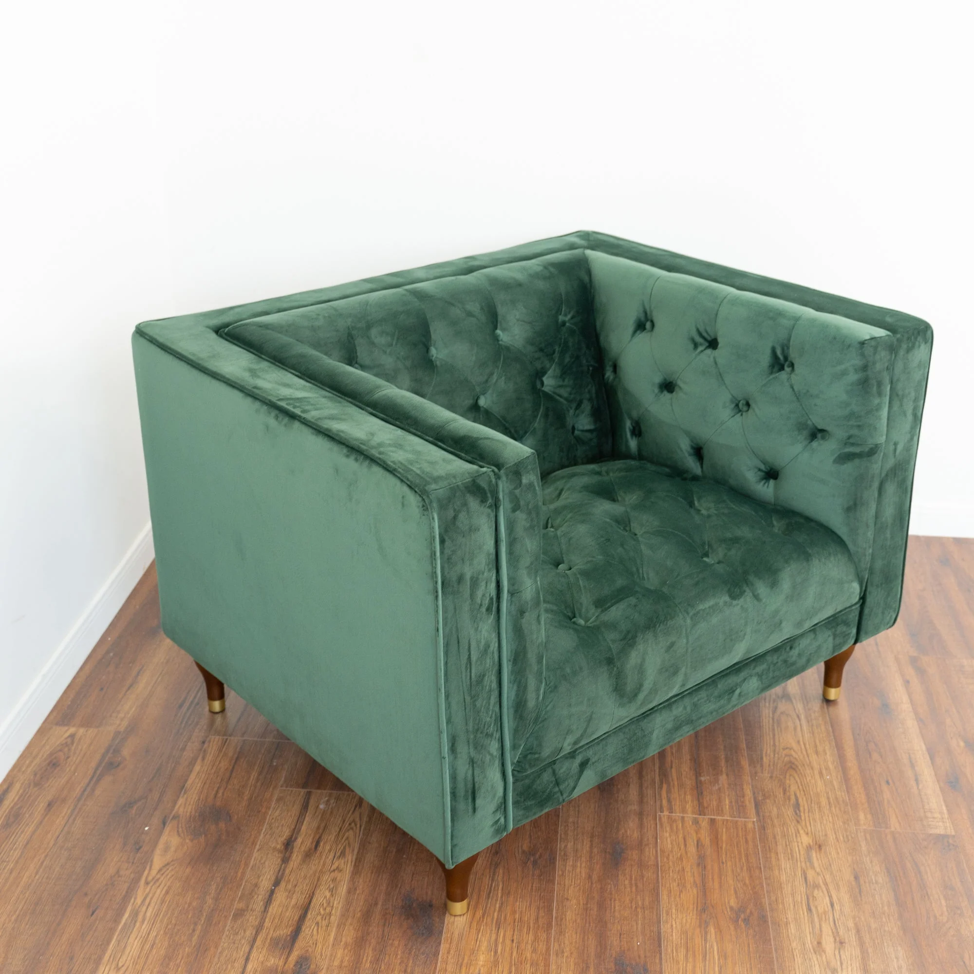 Evelyn Dark Green Velvet Lounge Chair - Image 6