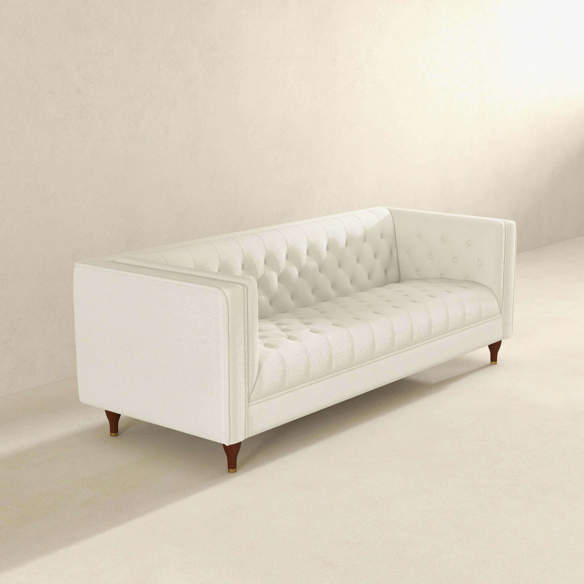 Evelyn Mid Century Modern Beige Boucle Luxury Chesterfield Sofa - Image 3