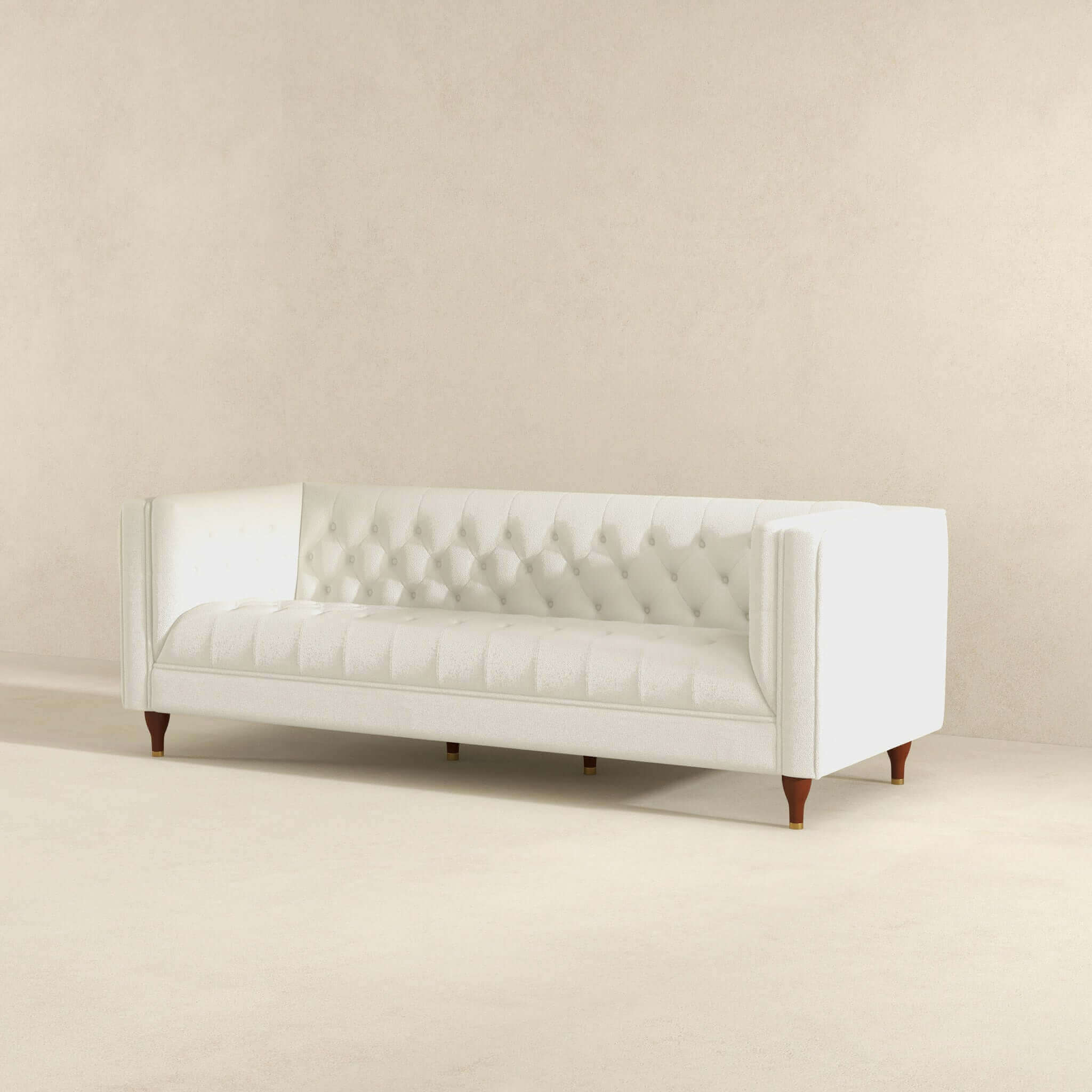 Evelyn Mid Century Modern Beige Boucle Luxury Chesterfield Sofa - Image 4