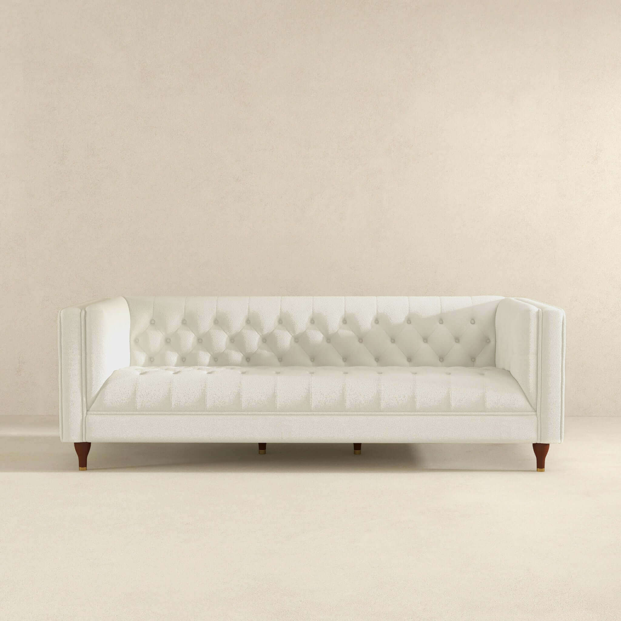 Evelyn Mid Century Modern Beige Boucle Luxury Chesterfield Sofa - Image 5