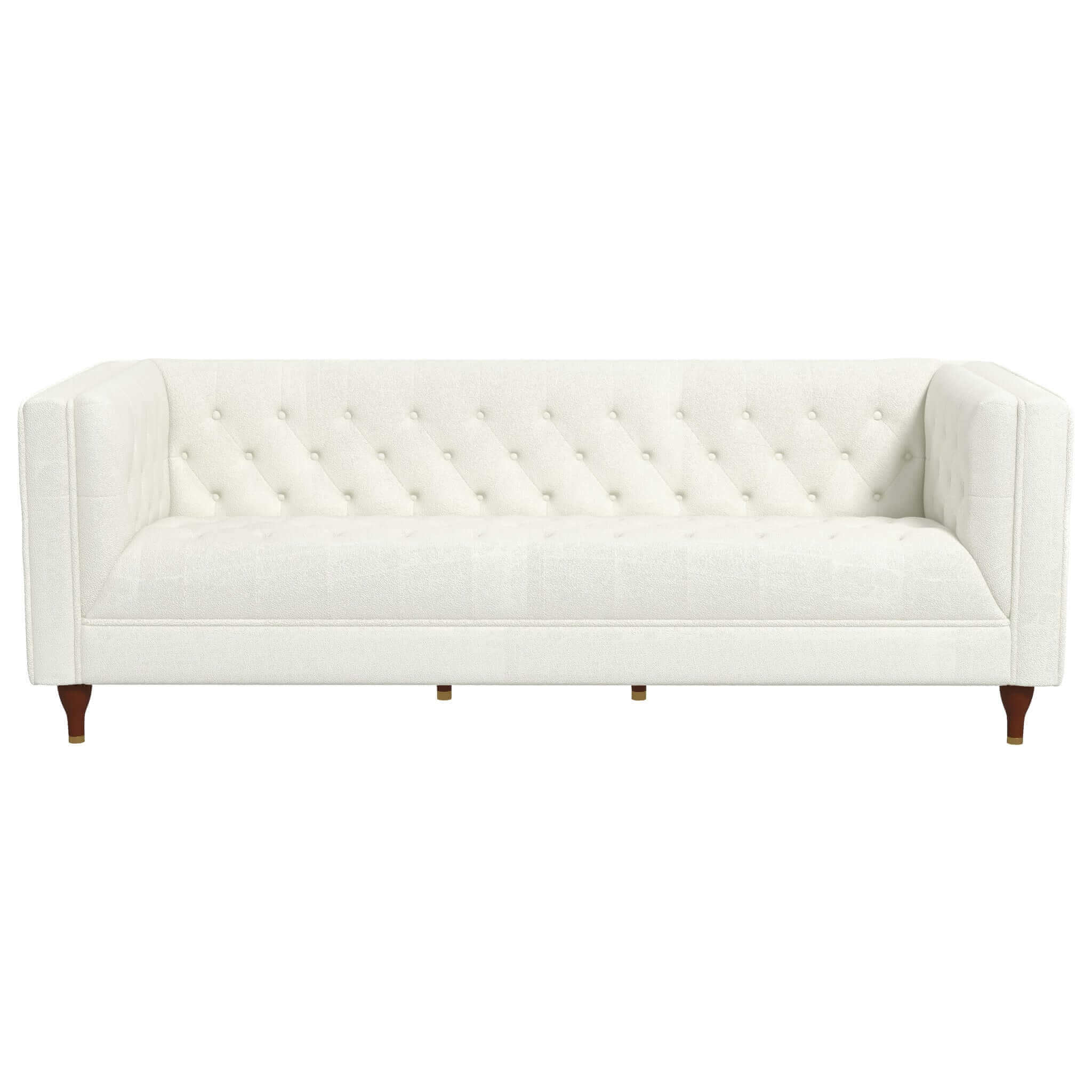 Evelyn Mid Century Modern Beige Boucle Luxury Chesterfield Sofa - Image 7