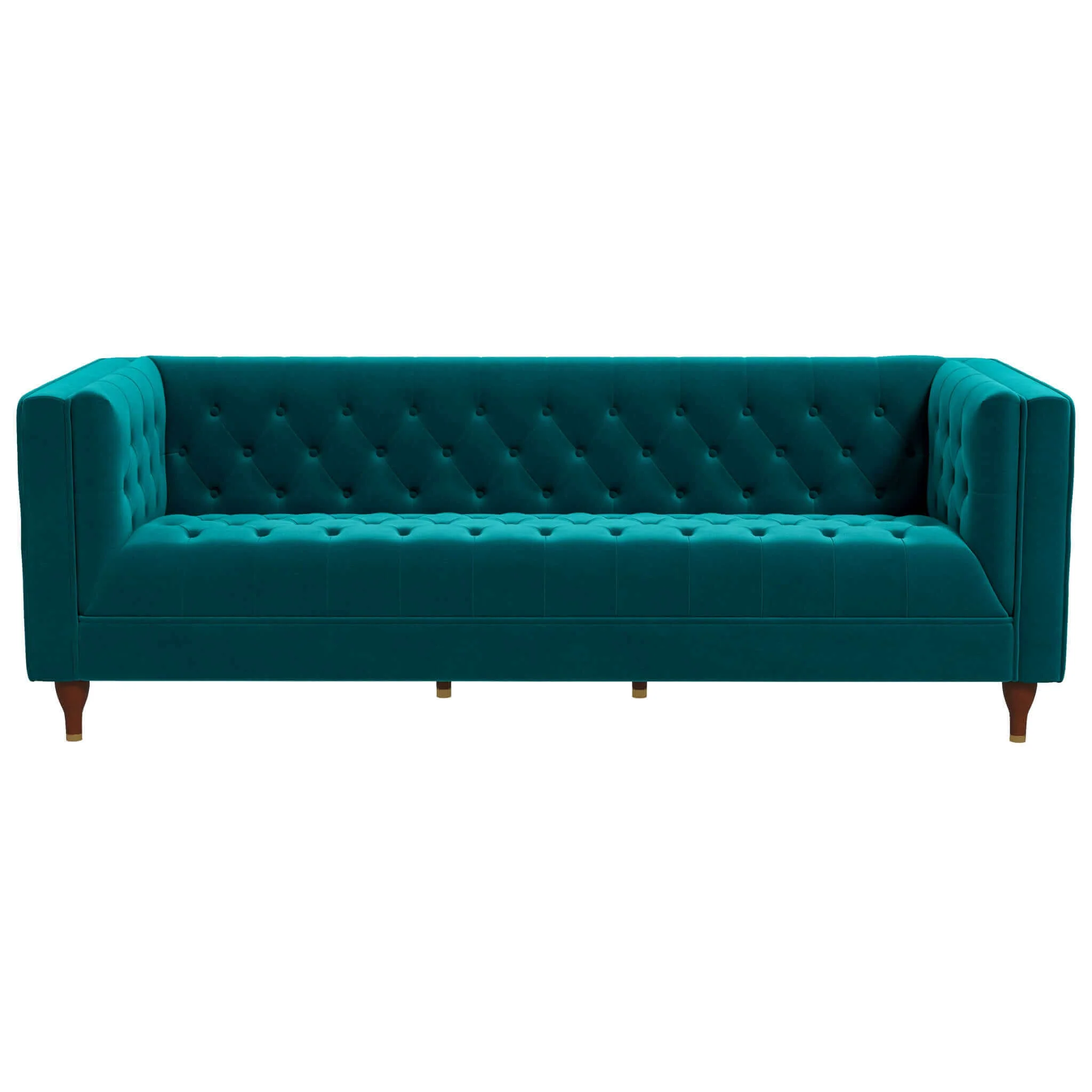 Evelyn Mid Century Modern Teal Velvet Luxury Chesterfield Sofa - Image 7