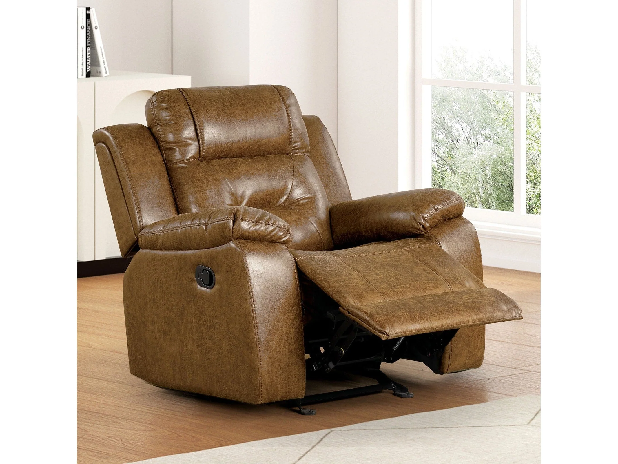 Ezekius Brown Leatherette Manual Recliner