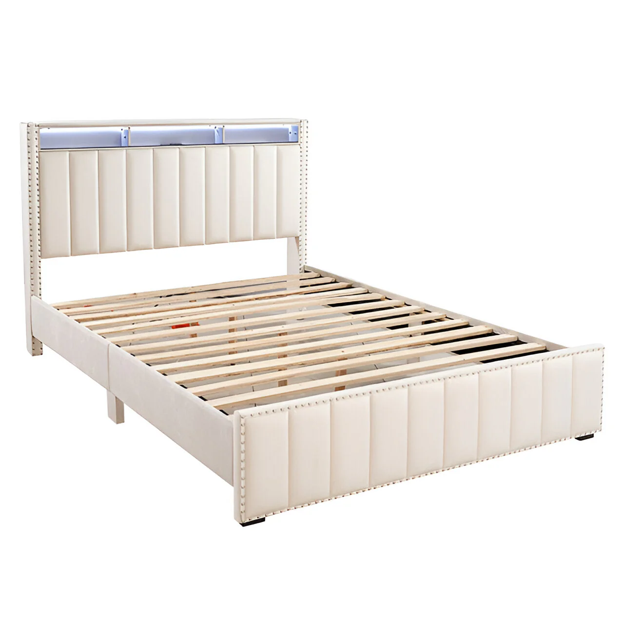 Farese Beige Queen Bed w/ 2 Nightstands - Image 2