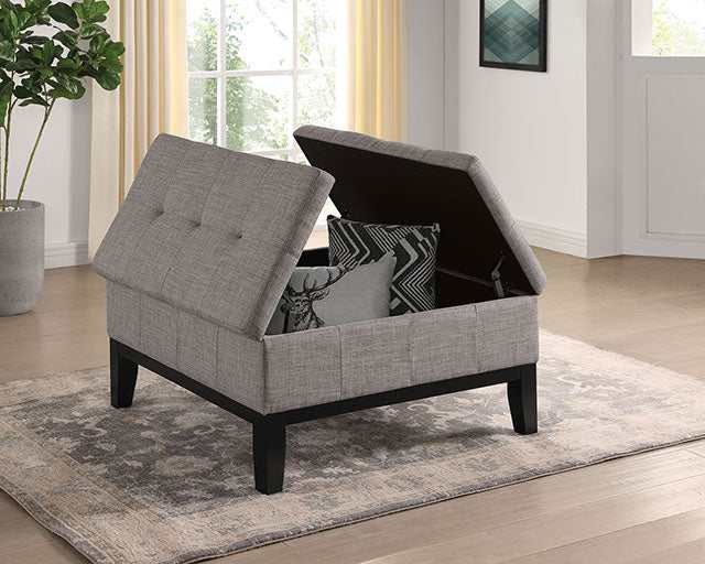 Fazio Light Gray Storage Ottoman - Image 2