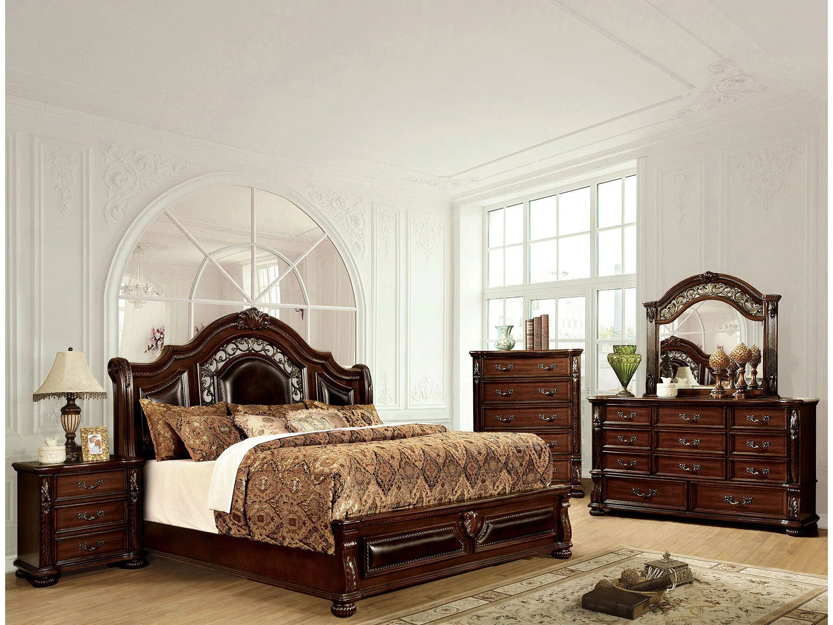 Flandreau Brown Cherry/Espresso 5 Pc. Queen Bedroom Set w/ Chest
