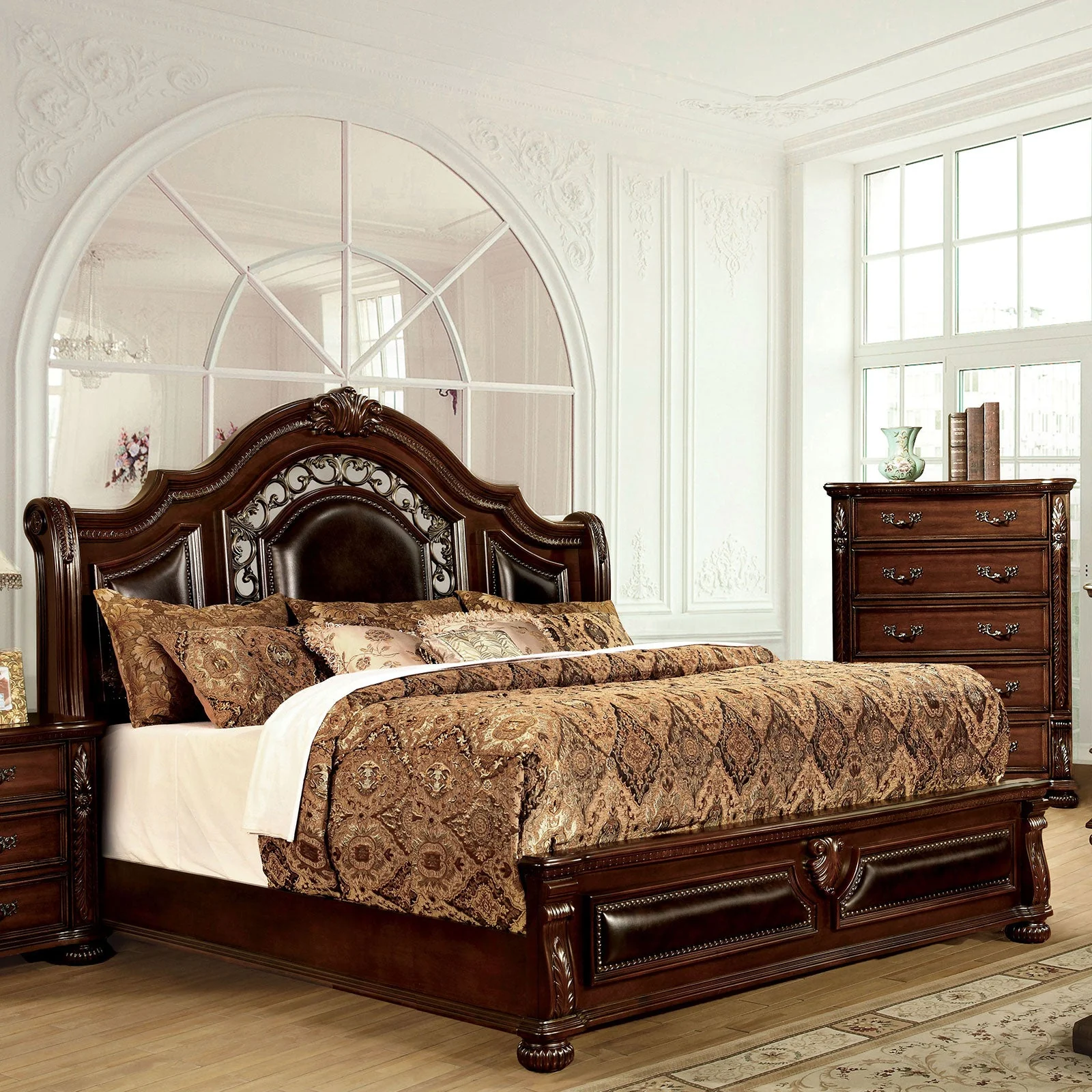 Flandreau Brown Cherry/Espresso 5 Pc. Queen Bedroom Set w/ Chest - Image 3