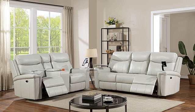 Florine Light Gray Leatherette Power Loveseat - Image 2