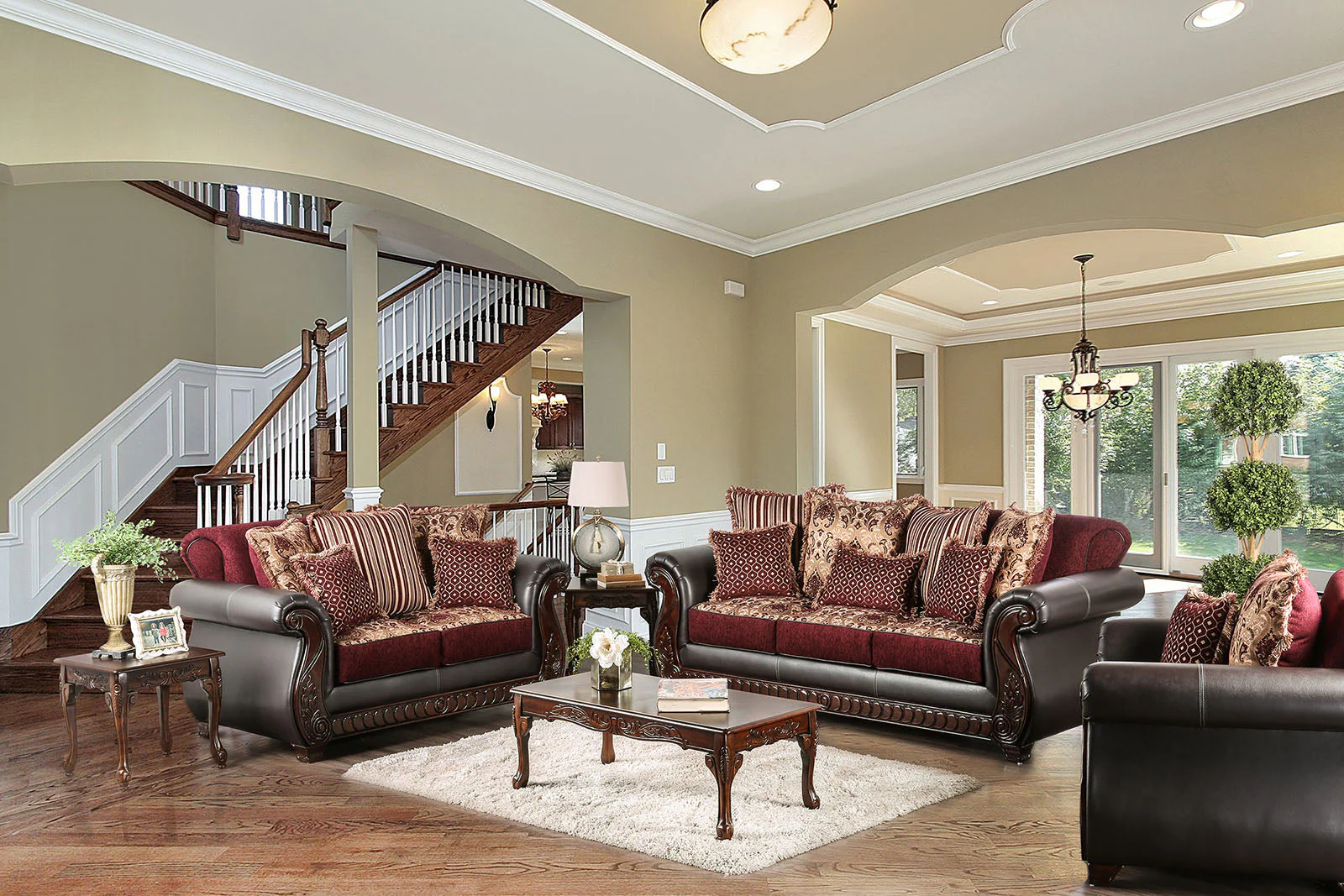 Franklin Burgundy/Espresso Chair - Image 4