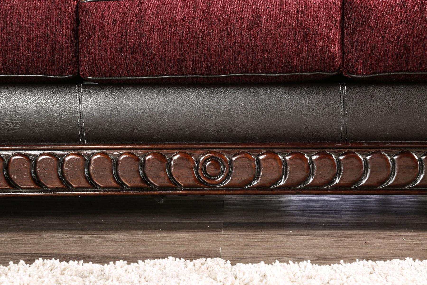 Franklin Burgundy & Espresso Stationary Sofa & Loveseat 2pc - Image 8