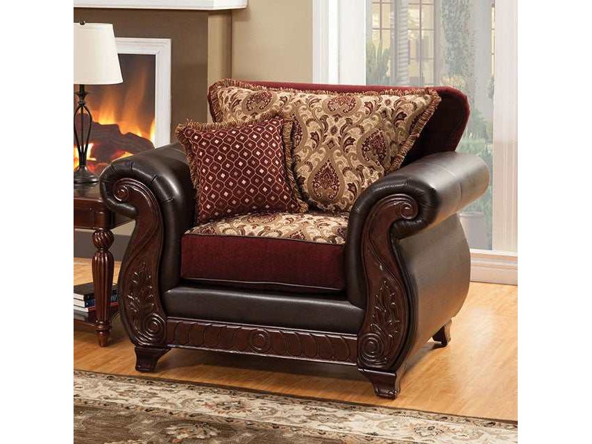 Franklin Burgundy & Espresso Stationary Sofa - Image 2