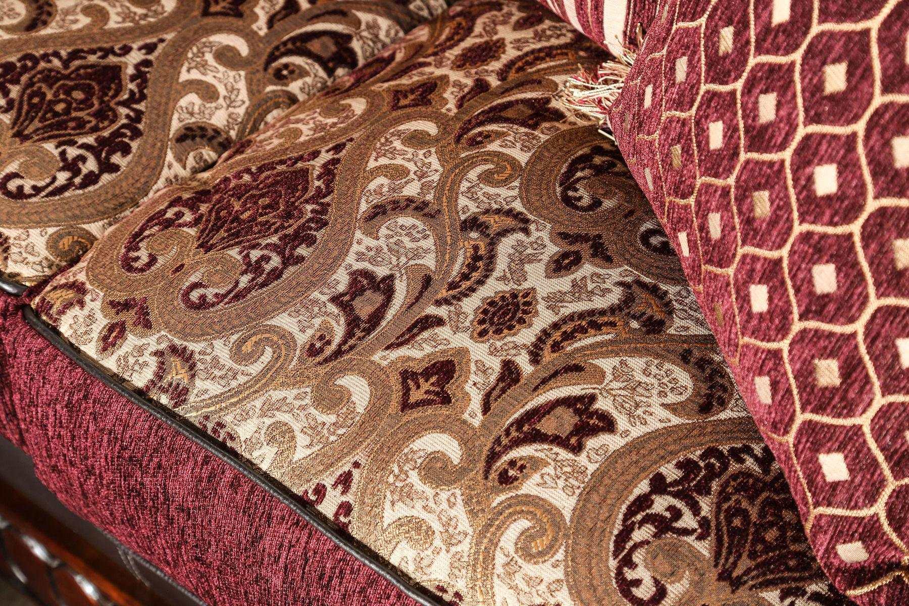 Franklin Burgundy & Espresso Stationary Sofa - Image 4
