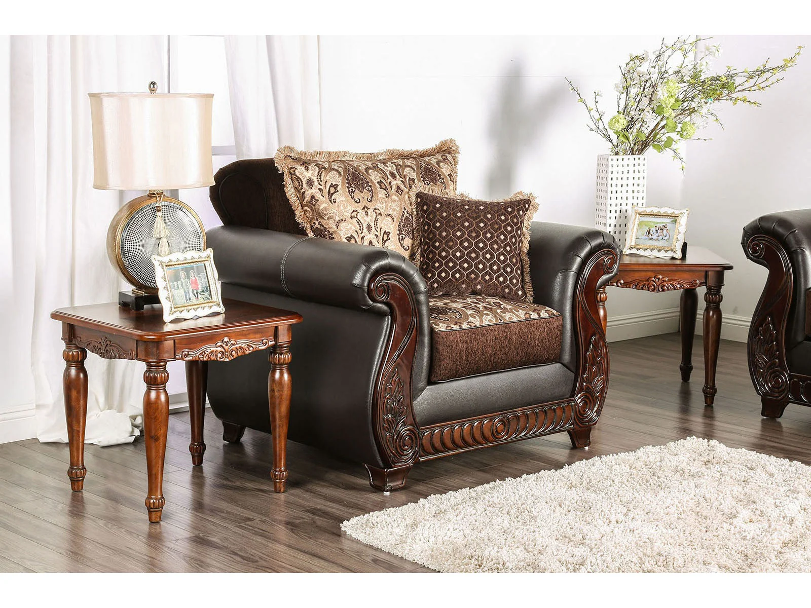 Franklin Dark Brown & Tan Loveseat - Image 3