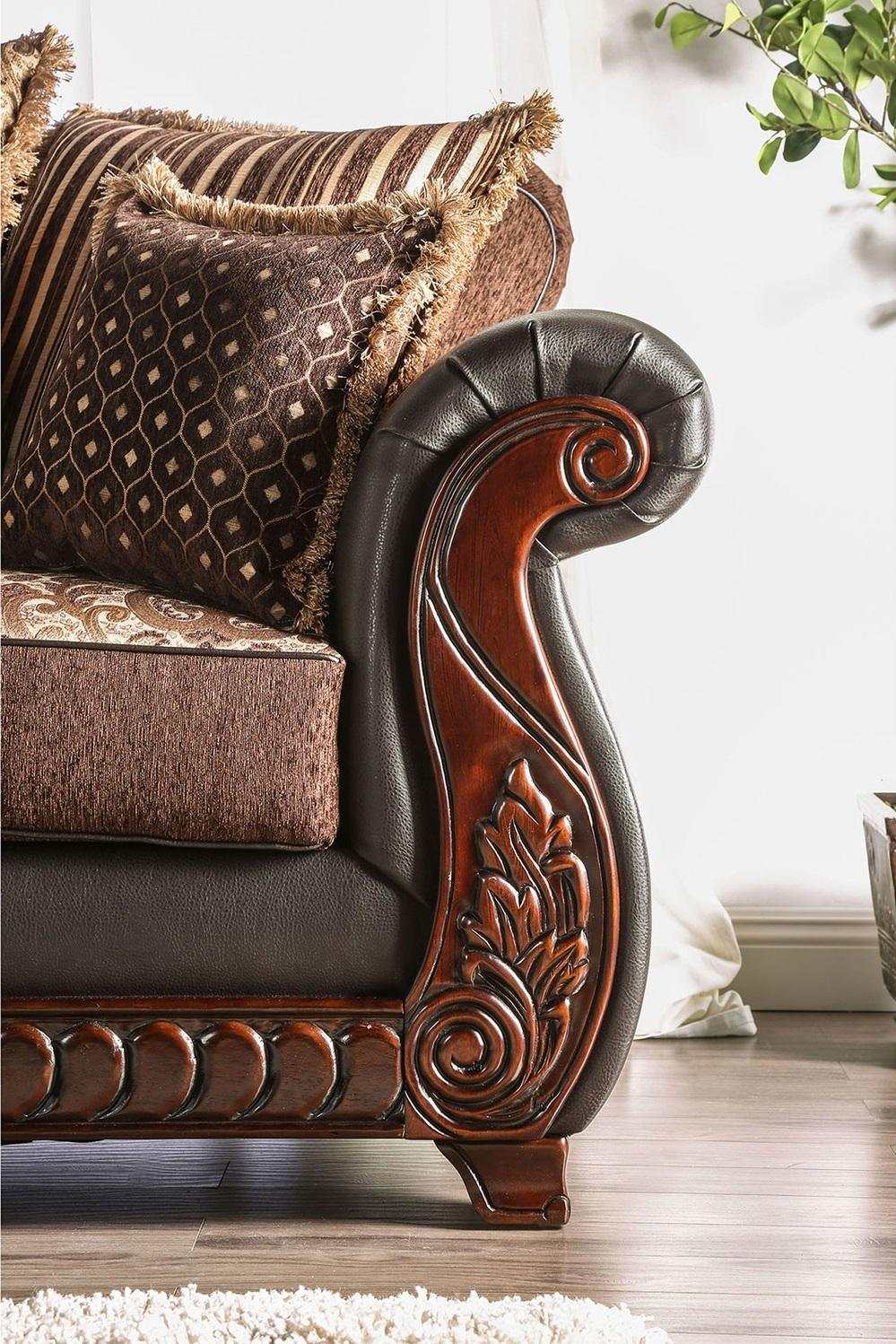 Franklin Dark Brown & Tan Loveseat - Image 5