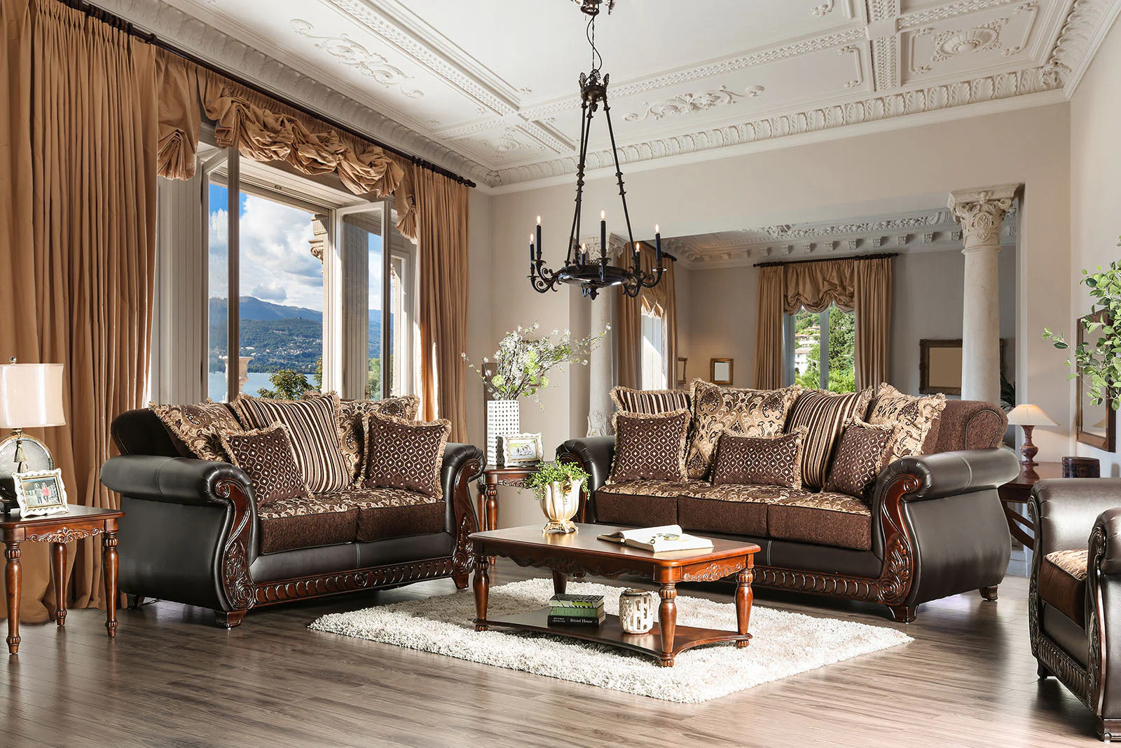 Franklin Dark Brown & Tan Sofa - Image 6