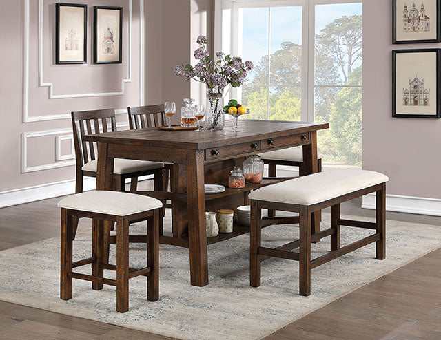 Fredonia Rustic Oak/Beige Counter Height Bench - Image 2
