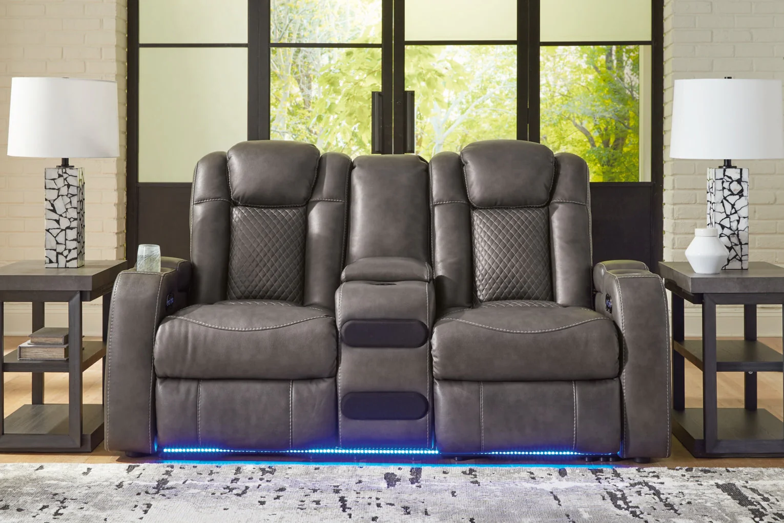 Fyne-Dyme Power Reclining Loveseat/Console/Adjustable Headrest - Image 2