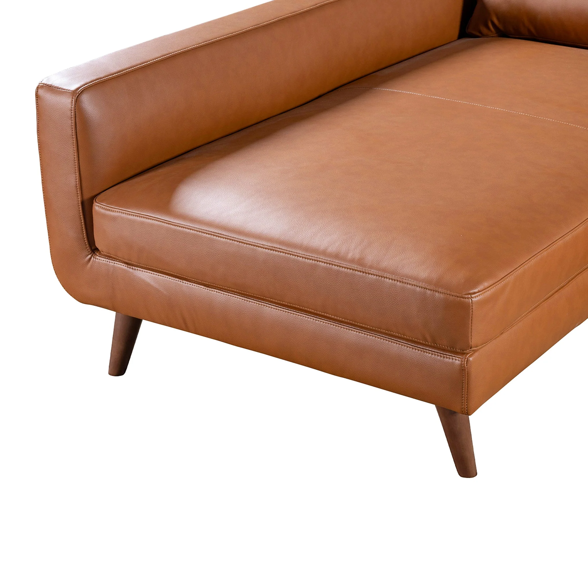 Garland Cognac Vegan Leather Left Sectional Sofa - Image 3