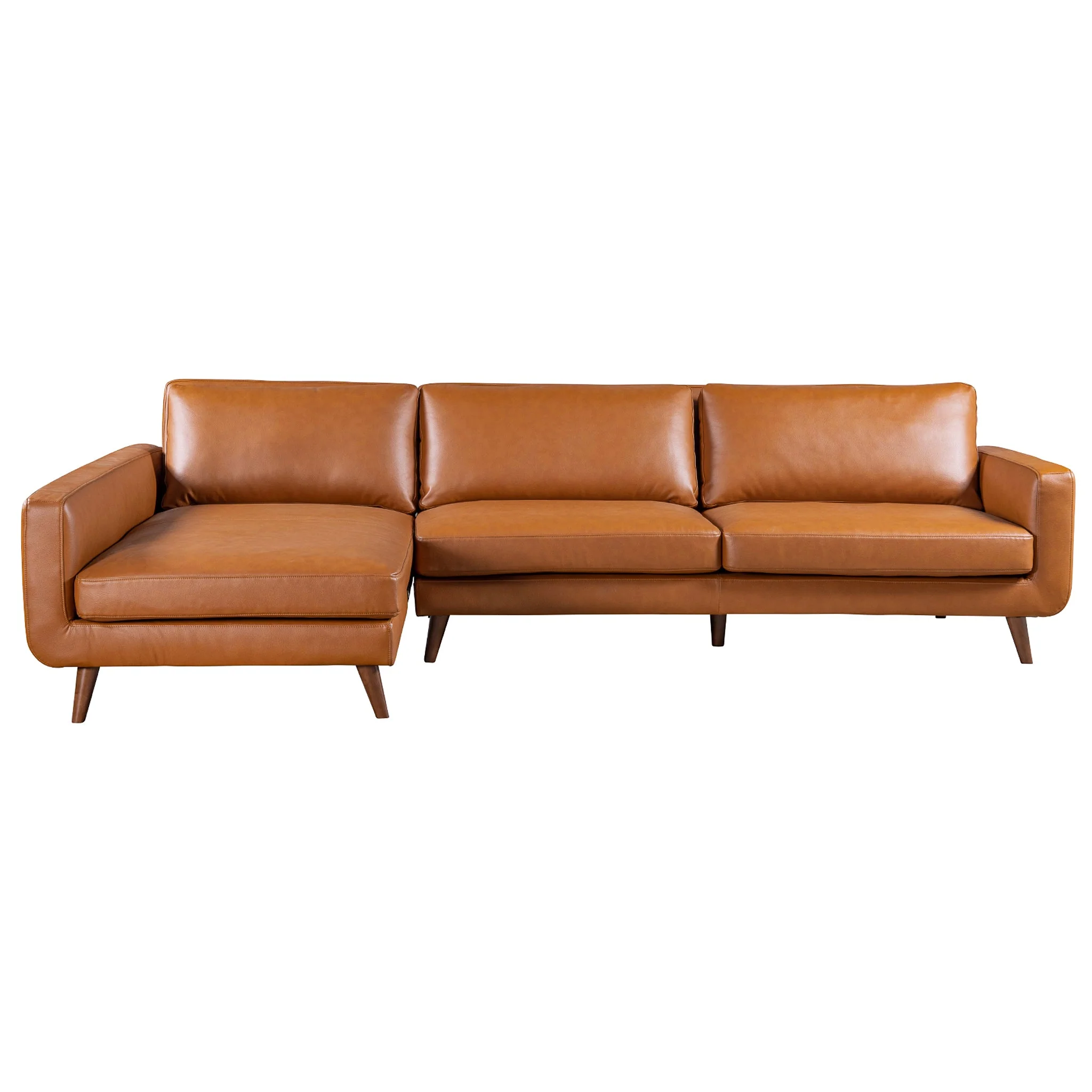 Garland Cognac Vegan Leather Left Sectional Sofa - Image 5