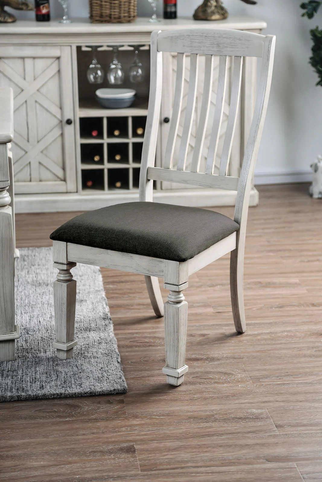 Georgia Antique White/Gray 6 Pc. Dining Room Set w/ Bench - Image 4