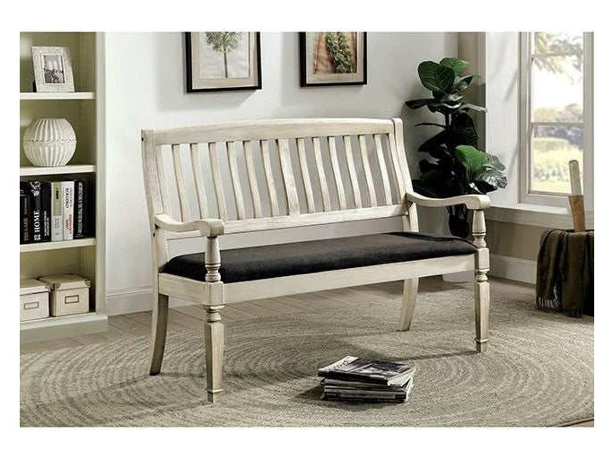 Georgia Antique White/Gray Loveseat Bench