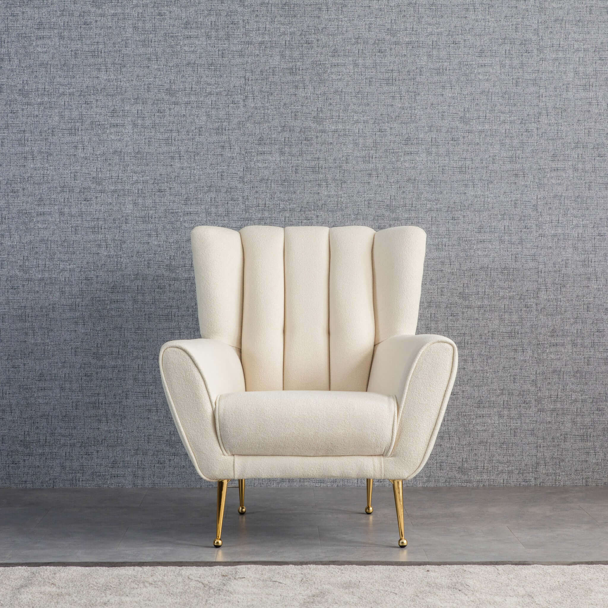 Gianna Tufted French Beige Boucle Armchair - Image 3