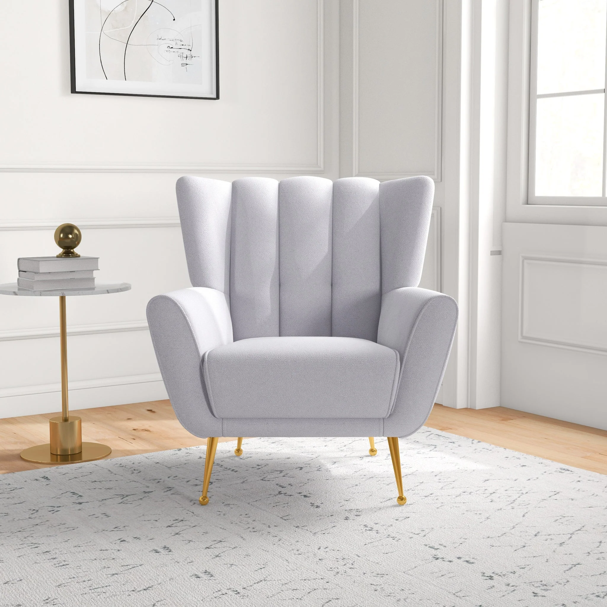 Gianna Tufted Light Grey French Boucle Armchair - Image 6