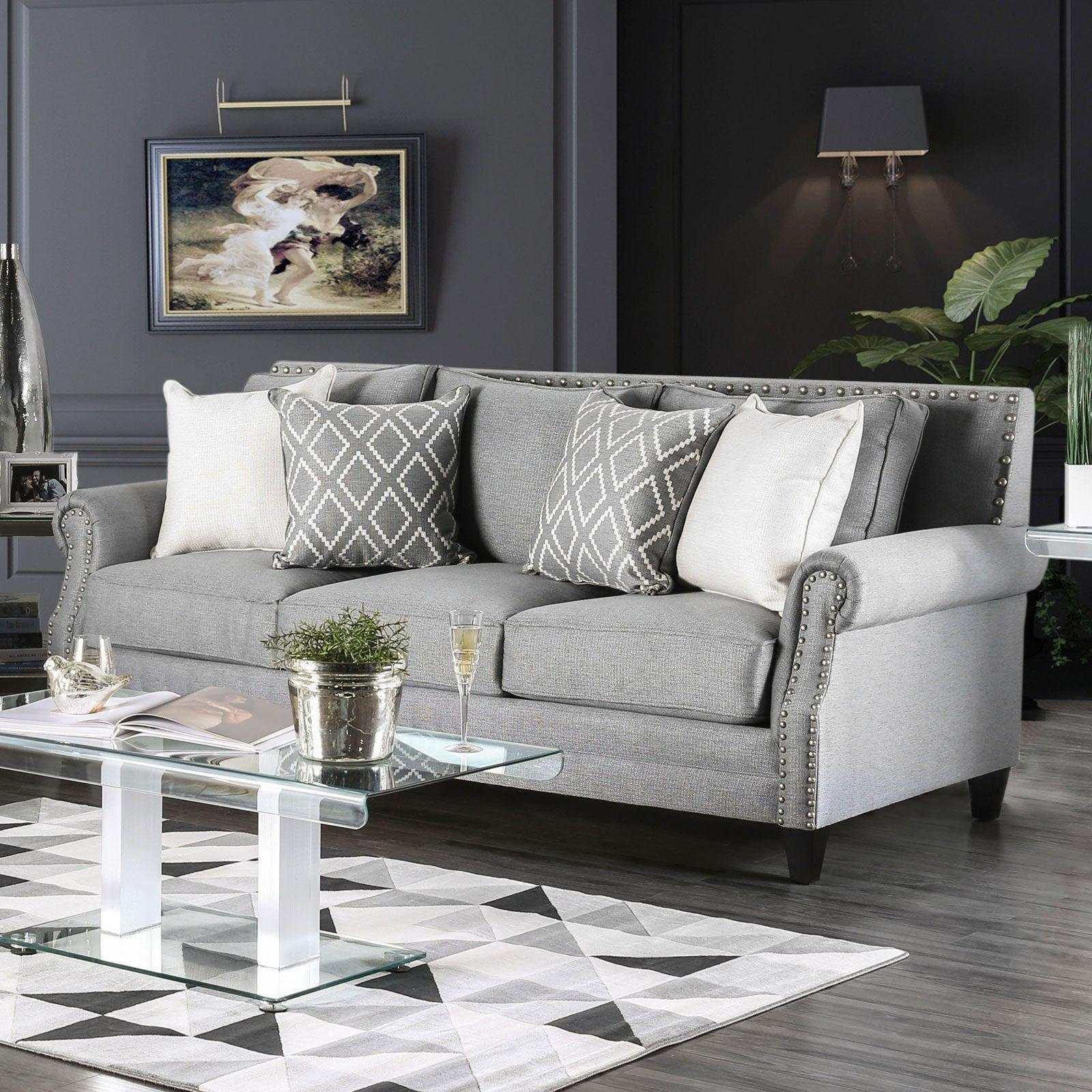 Giovanni Gray Stationary Sofa & Loveseat 2pc - Image 2