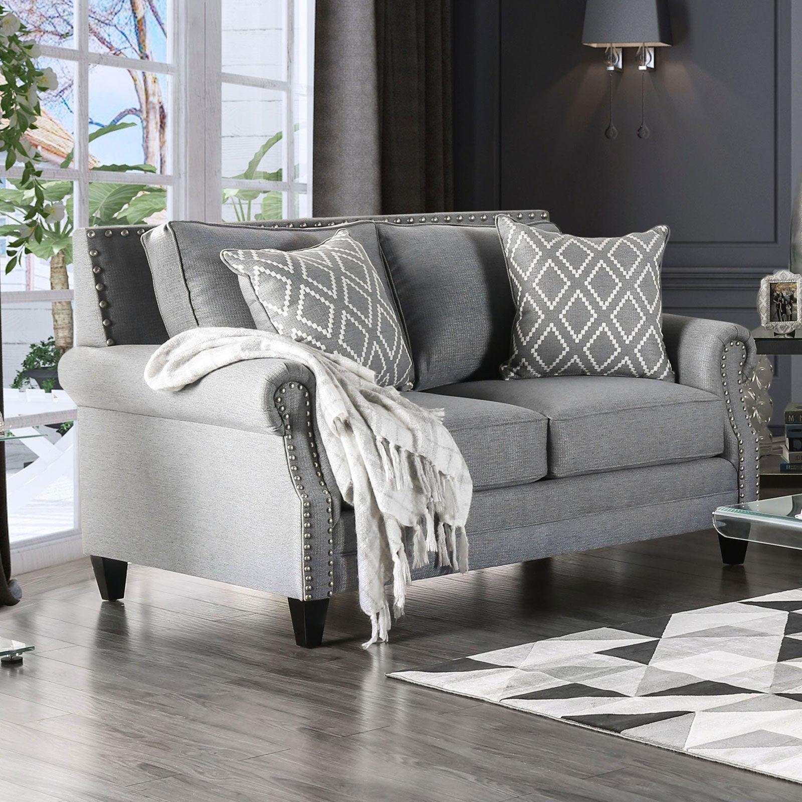 Giovanni Gray Stationary Sofa & Loveseat 2pc - Image 3