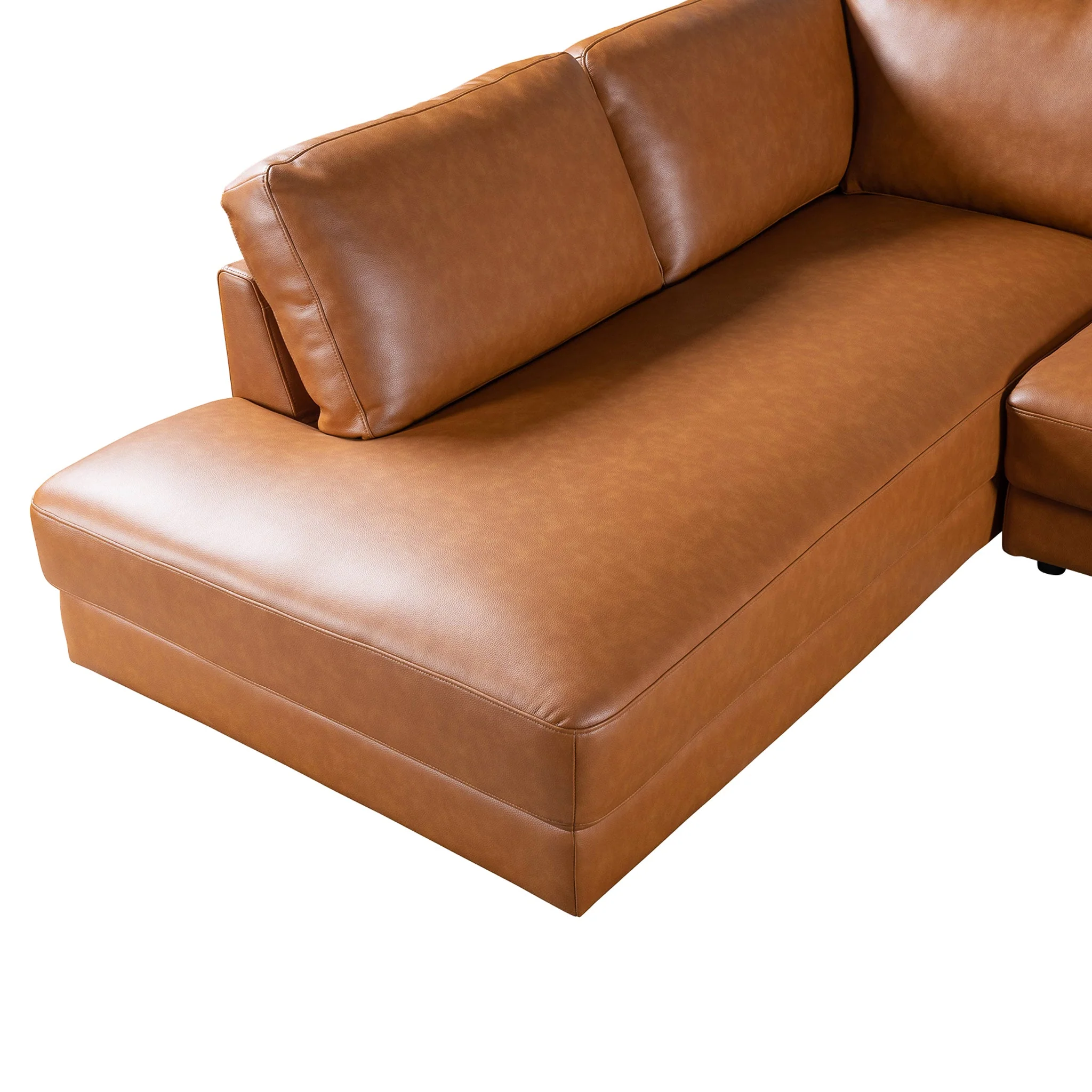 Glander Sectional Left Sofa - Cognac Leather - Image 3